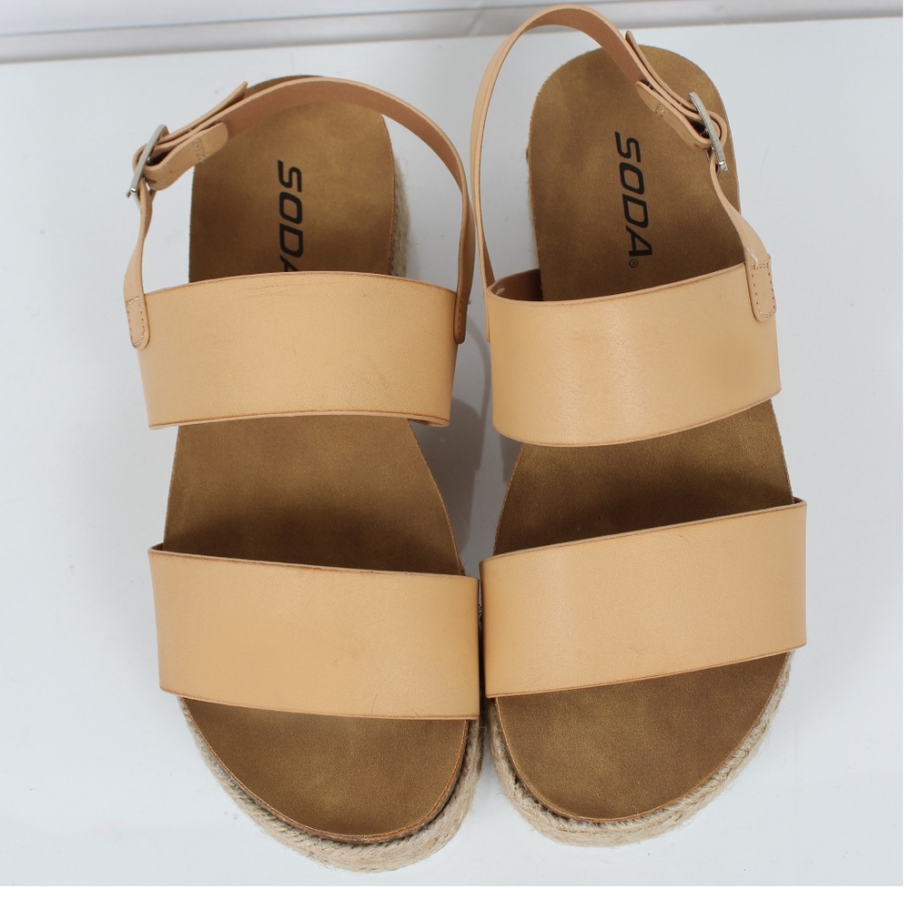 Nude Open Toe Espadrille Flatform Wedge - Picture 4 of 5